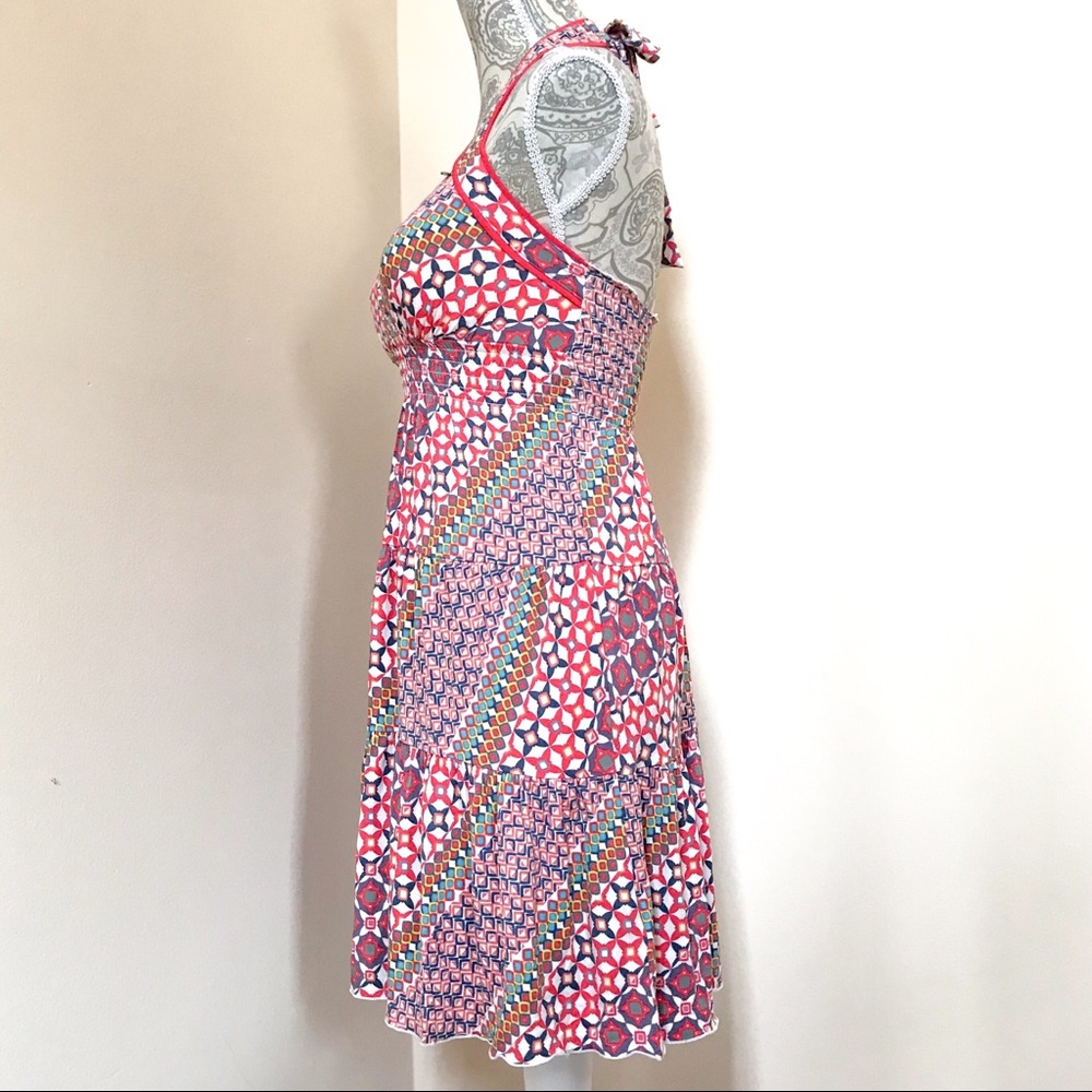 Guess Ruffle Halter Dress Multi Color Modern Print - Picture 3 of 6